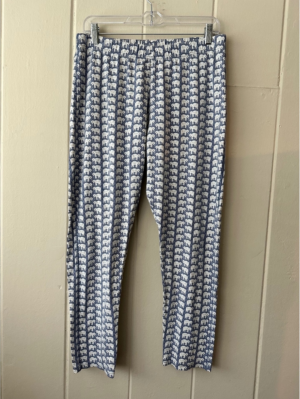 Roller Rabbit Hathi Elephant Pajama Pants Blue White Print Sleepwear Size Large
